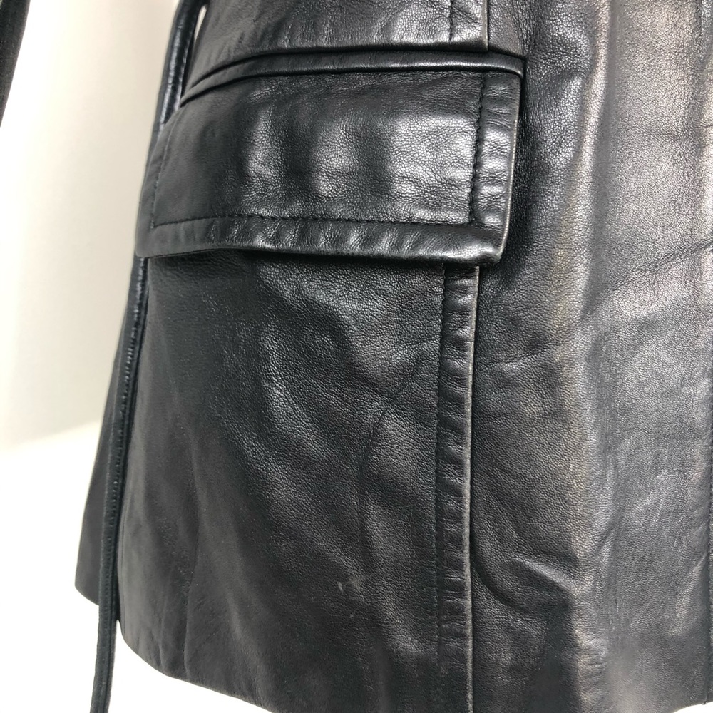 VINTAGE 90s EXPRESS belted zip up leather jacket - Picture 8 of 13